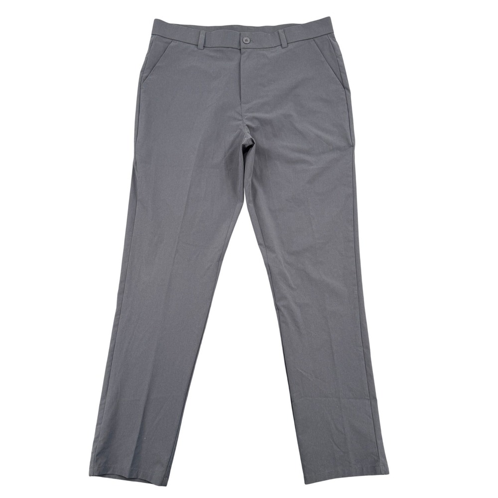 Pudolla Men 34 Golf Pants Gray Straight Leg Stretch Tech Performance Lightweight